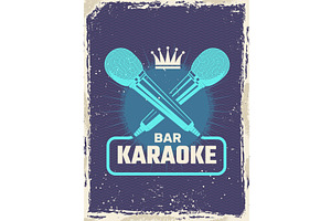Karaoke. retro poster invitation at, a Sport Illustration by Onyx