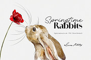 Springtime Rabbits - digital, an Animal Illustration by Elena Mentes (Thumbnail 1 of 9)