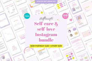 Self-care Instagram Canva templates, a Templates & Theme by Cate Creates