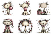 Whimsical Christmas Cat Clipart, an Illustration by CraftArtStudio (Thumbnail 3 of 6)