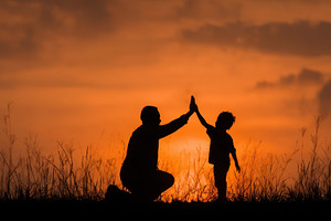 Father and Son Silhouette Sunset Hig, a Photo by Pixeness Studio