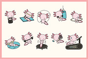 Cute Kawaii Axolotl Sportsman Set, an Animal Illustration by ArtVarStudio (Thumbnail 2 of 3)