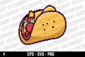 Pixel art taco isolated on white, an Object Graphic by Vectorhight