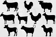 Farm Animals Silhouette SVG, an Animal Illustration by newminddesign (Thumbnail 1 of 3)