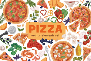 Pizza, hand-drawn food set, a Food Illustration by Good Studio