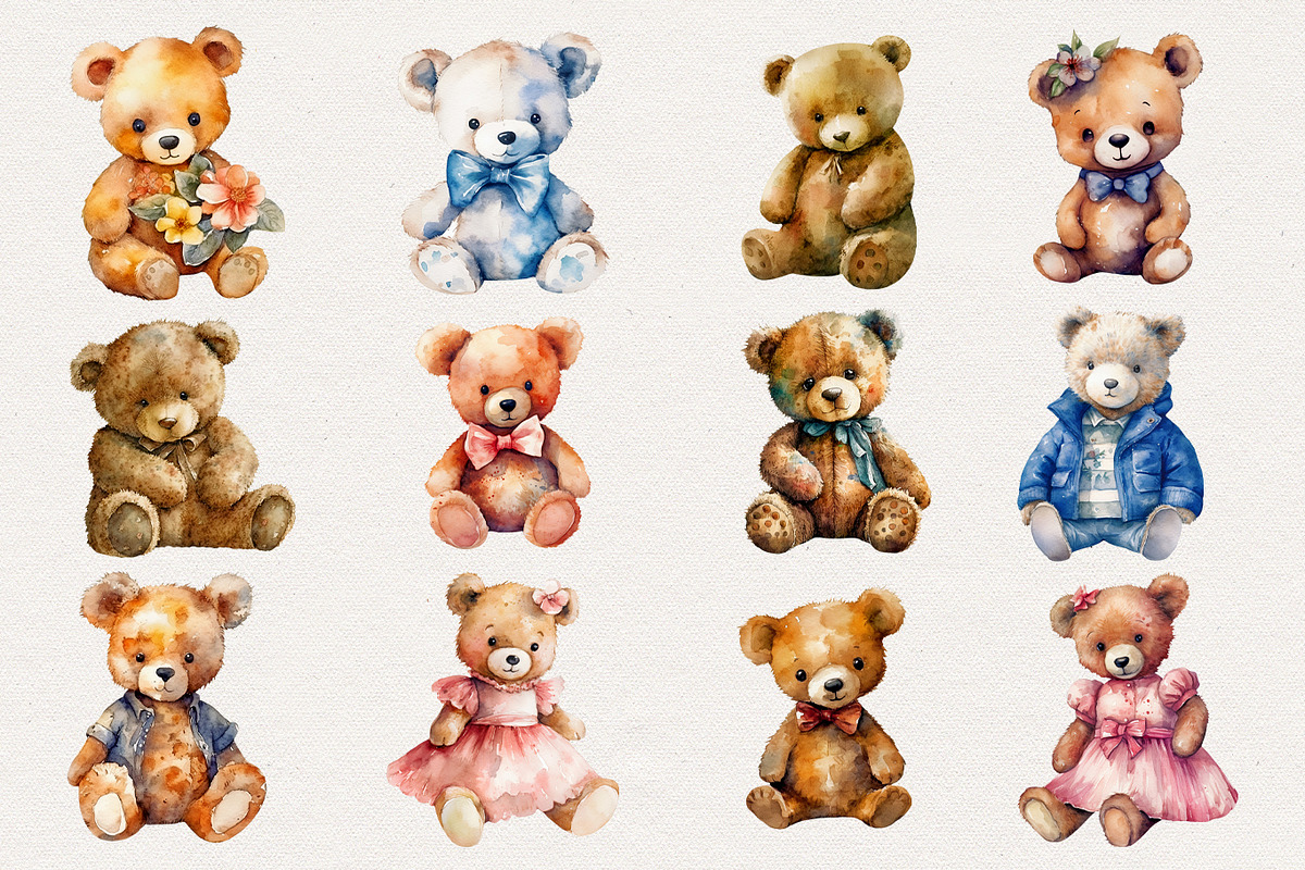 Teddy Bear Clipart. AI, an Animal Illustration by BonbonnyDesigns (Photo 2 of 5)