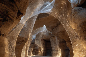 Illuminated Cave Network Glowing Lig, an Abstract Photo by Pixeness Studio