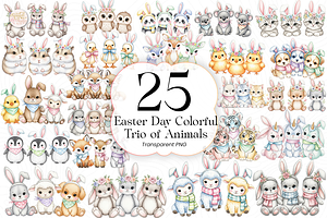 Easter Animals PNG Clipart Colorful., an Animal Illustration by KennedyStudio