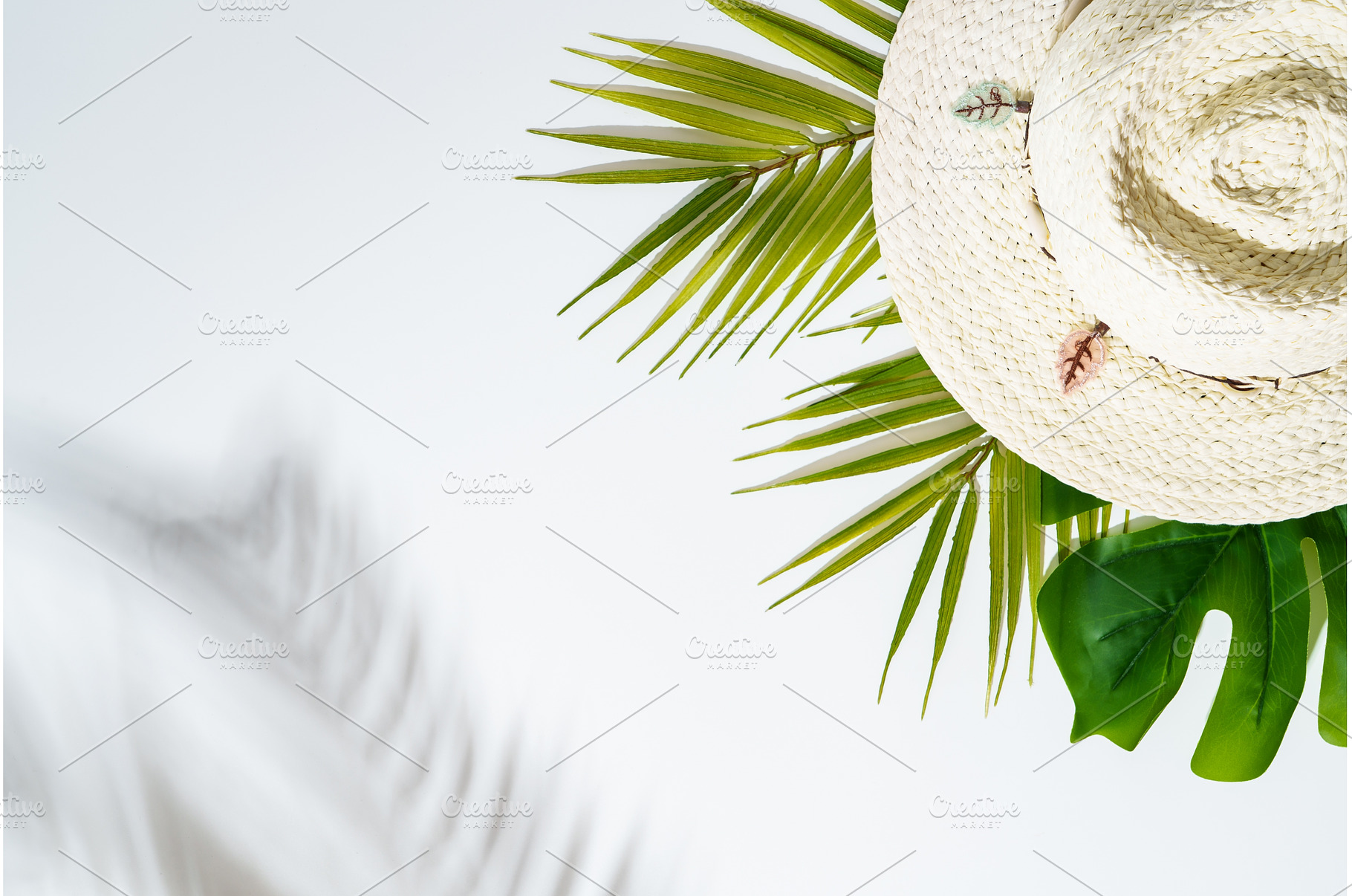 Summer flat lay background on white., a Holiday Photo by Nadia-nb