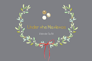 Mistletoe. Watercolor Clipart.