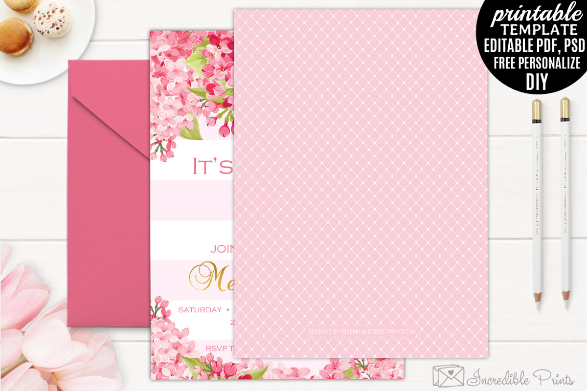 Gold And Pink Flowers Baby Shower, an Invitation Template by Blush Roses Print (Photo 2 of 2)