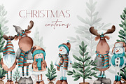 Christmas Snowmen Cartoons & Trees, an Animal Illustration by Jeanna Draw (Thumbnail 1 of 13)