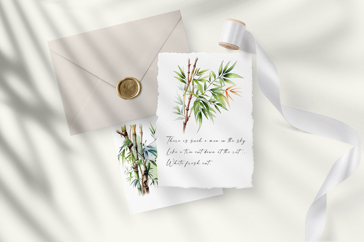 Watercolor Bamboo Trees, a Decorative Illustration by Vasmila (Photo 4 of 8)