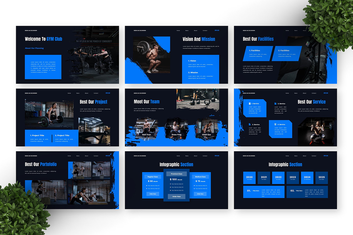 GYM Club - Fitness Google Slide, a Presentation Template by Deepslide Studio (Photo 2 of 6)