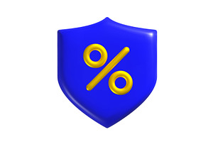 A blue shield displays a yellow, an Object Illustration by Woters little shop