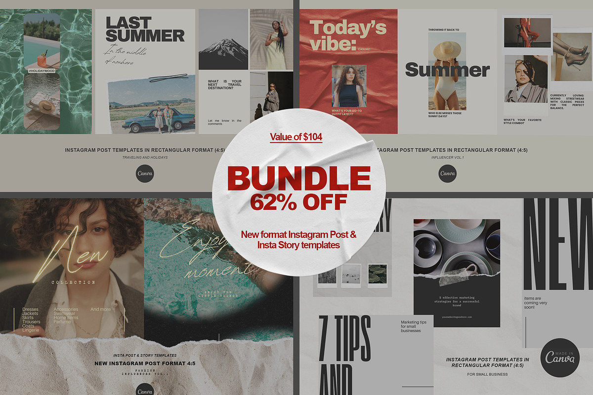 New Instagram Format Canva BUNDLE v1, a Social Media Template by CreativeFolks (Photo 1 of 11)