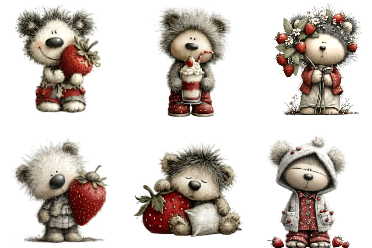 Strawberry Bear PNG Clipart, an Animal Illustration by Designking (Photo 3 of 5)