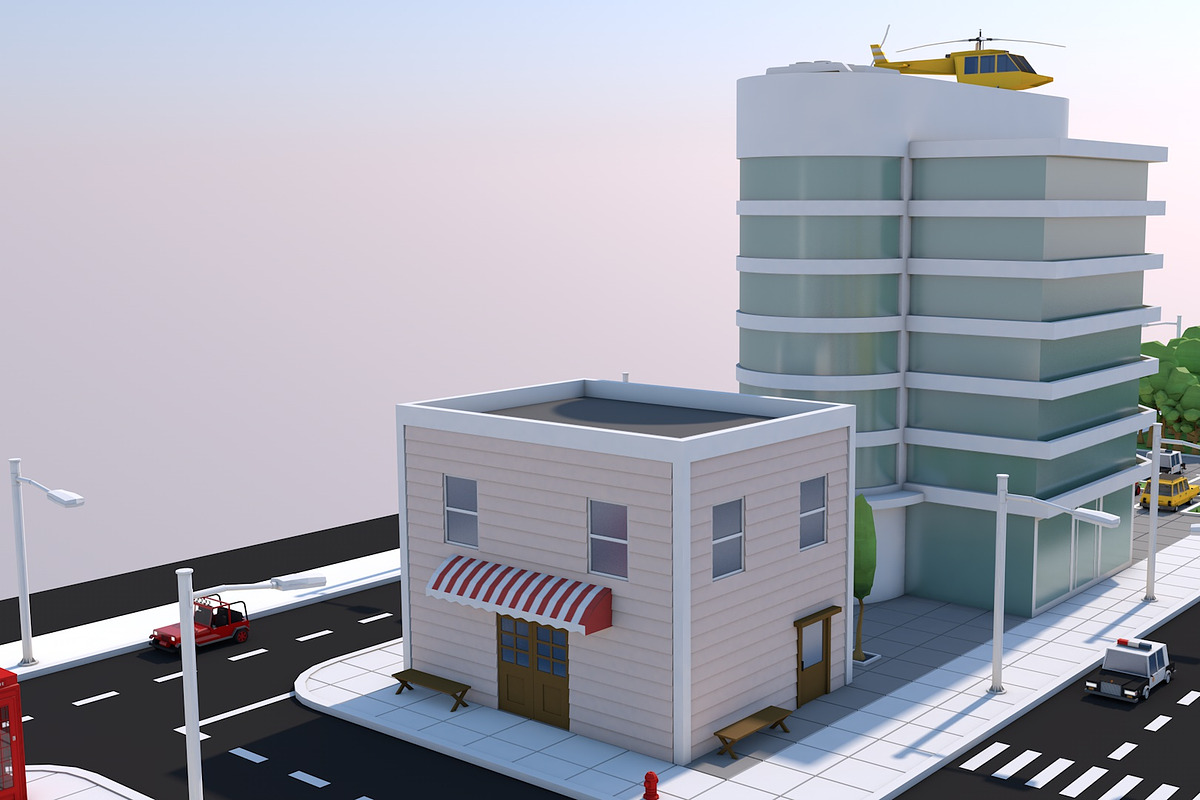 Low Poly City Town Pack, an Architecture 3D Model by multimedia4ds (Photo 29 of 41)