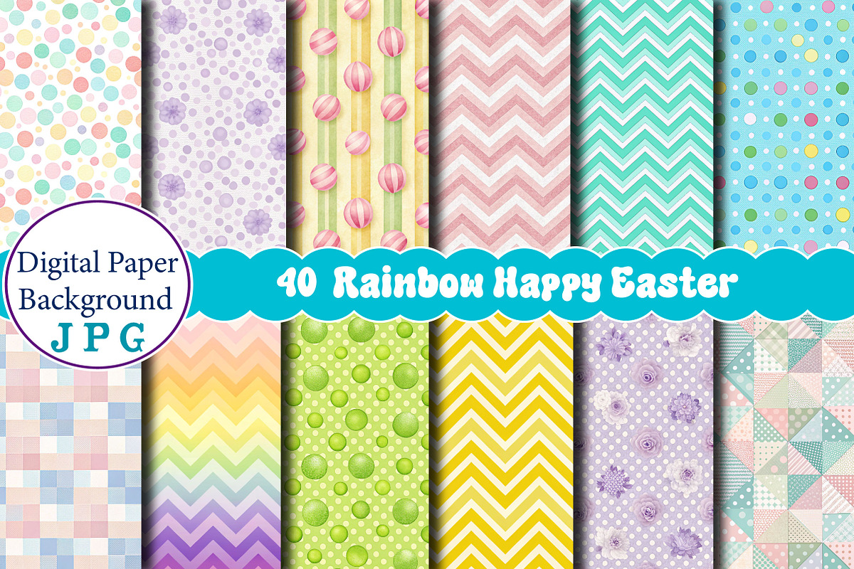 Rainbow Happy Easter Digital Paper, a Background Photo by Wow Magic (Photo 2 of 2)
