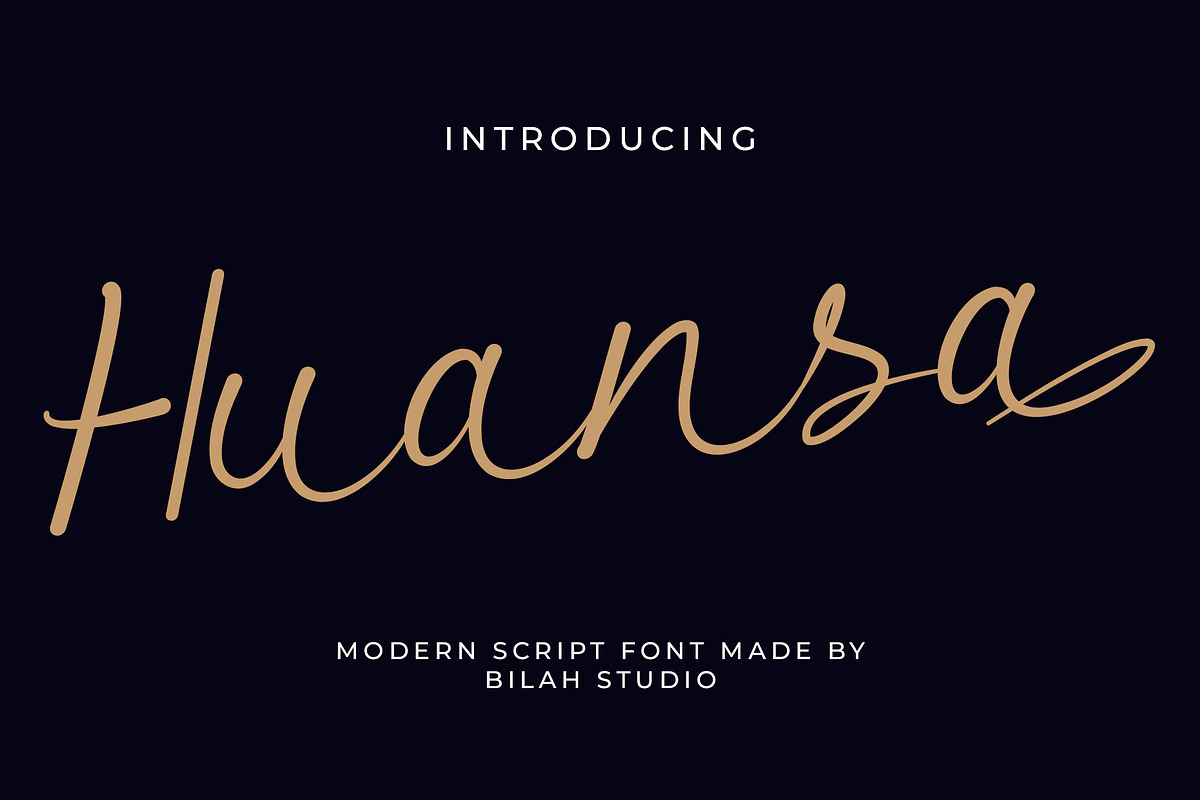 Huansa Modern Script Font, a Script Font by Bilahstudio (Photo 1 of 11)