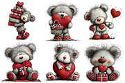 Valentine Teddy Clipart, an Illustration by Pixels.Craft (Thumbnail 4 of 5)