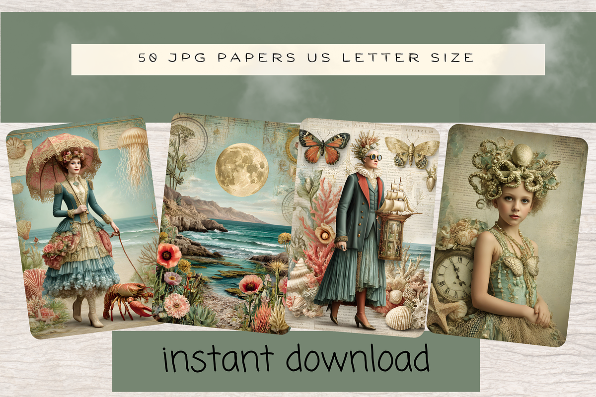 SURREAL RETRO BEACH JUNK JOURNAL, a Decorative Illustration by Daring Digies (Photo 7 of 8)