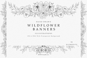 Wildflower Banner SVG, PNG