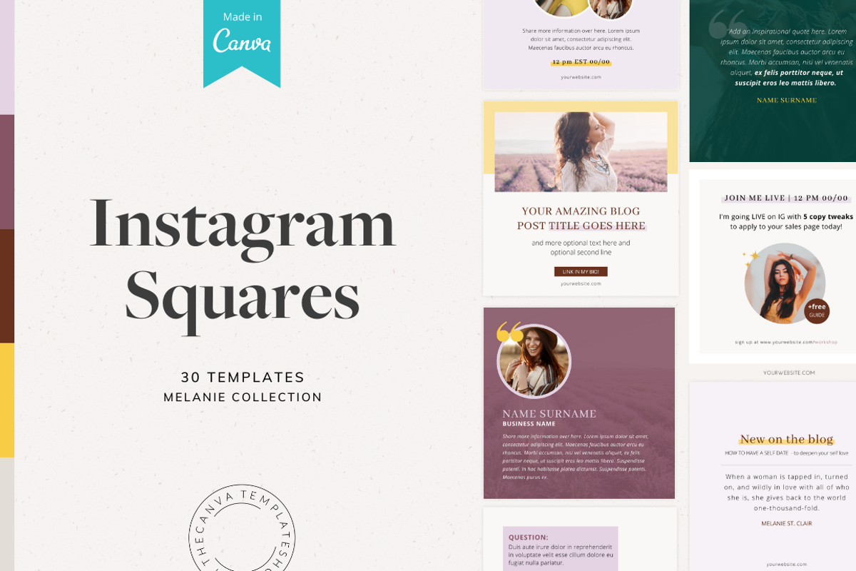 Melanie IG Squares Canva Templates, a Social Media Template by The Canva Template Shop (Photo 1 of 5)