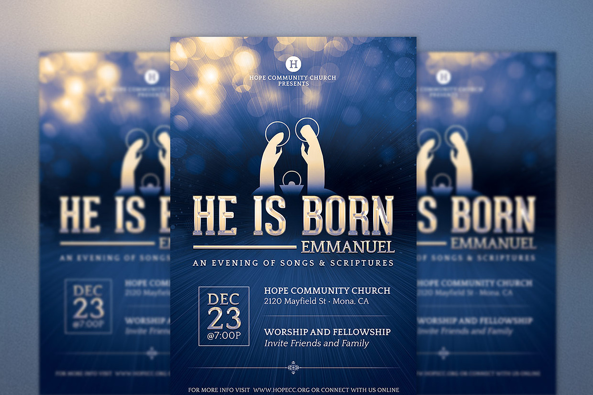 Emmanuel Christmas Flyer Poster, a Flyer Template by Godserv Designs (Photo 2 of 5)