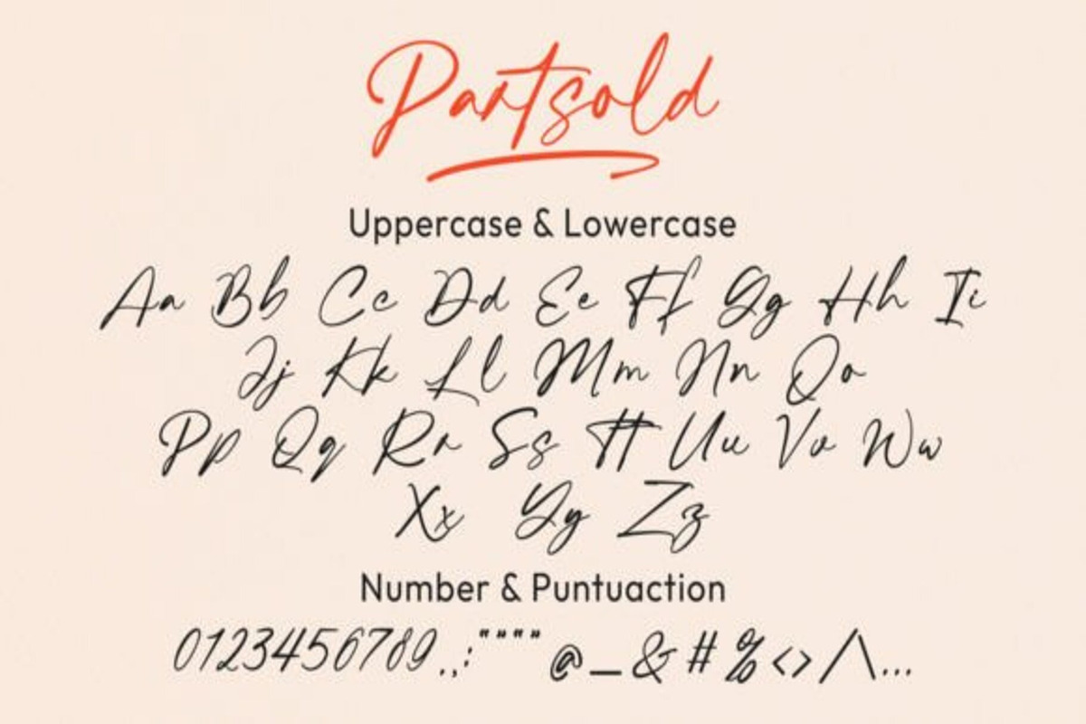 Partsold - Handwritten Font, a Script Font by Muwatta Studio (Photo 6 of 6)