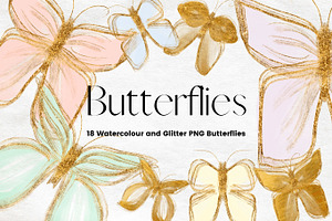 Glitter And Watercolour Butterflies