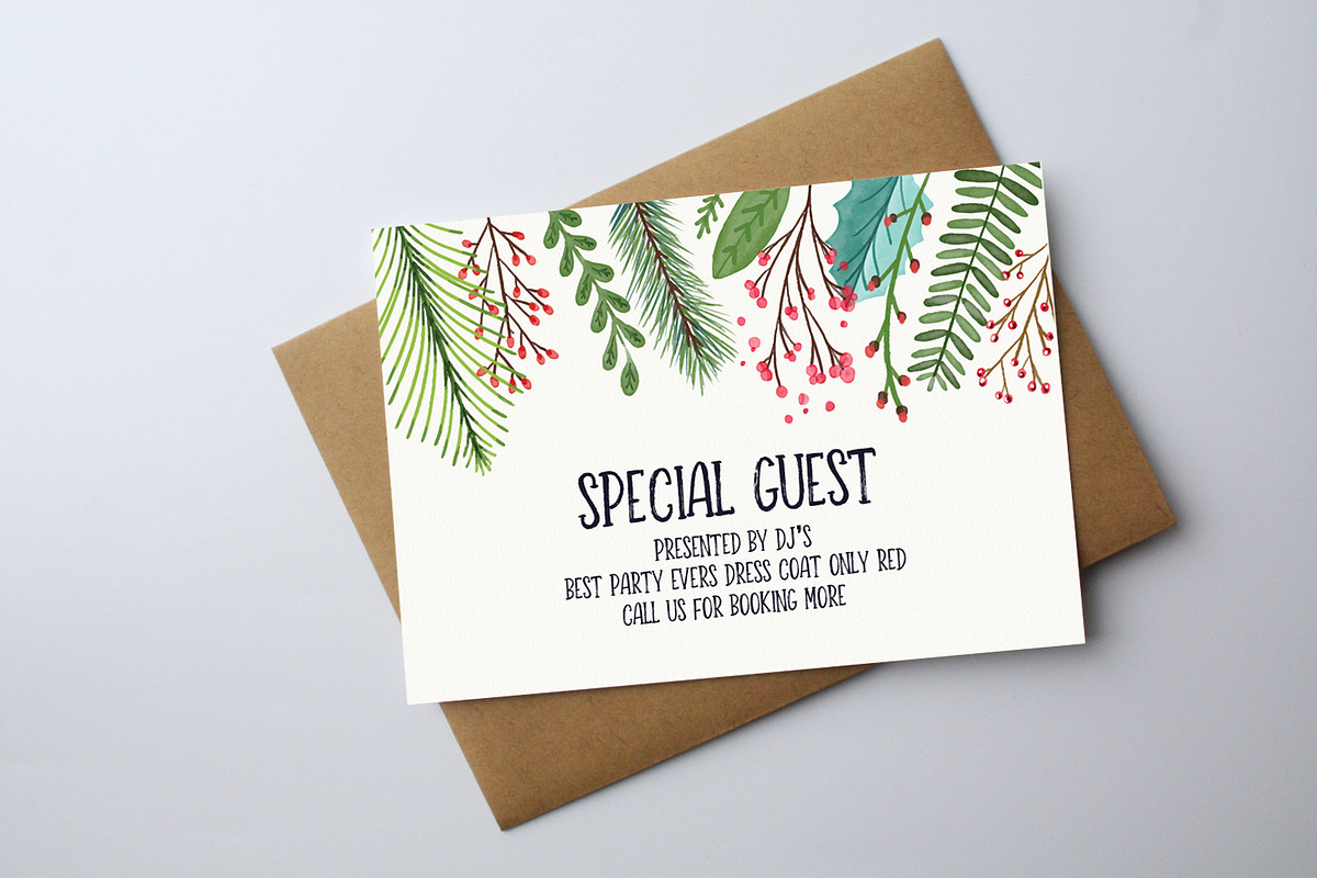 Christmas Vintage Floral Greeting, a Card Template by graphicforest (Photo 2 of 2)