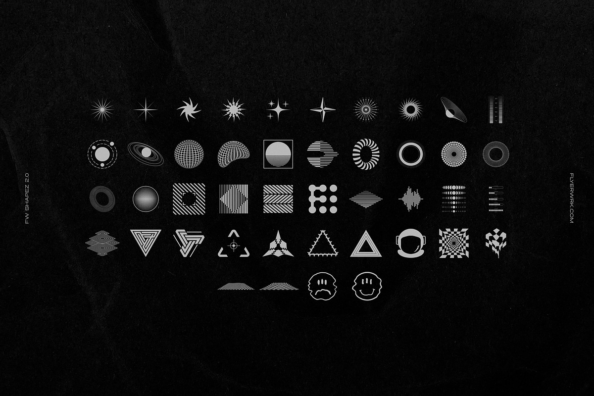 200 Retro Futuristic Shapes, an Object Graphic by FLYERWRK (Photo 9 of 13)