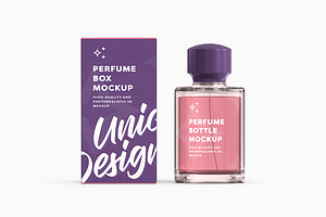 Perfume Bottle & Box Mockup