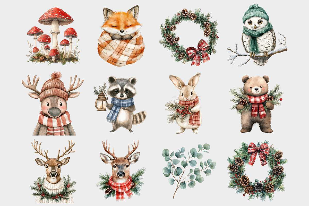 Festive Woodland Clipart, a Seasonal Illustration by Design Market (Photo 4 of 5)
