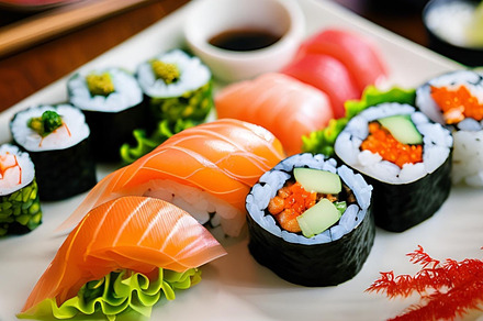 Sushi fish on a white plate image, a Food & Drink Photo by ComfortQ