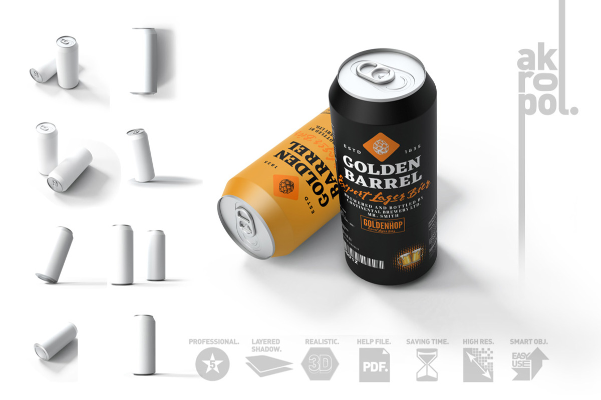 Beer Can Mock-Up, a Cups & Container Mockup by akropol (Photo 8 of 10)