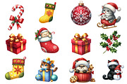 Cute cat christmas clipart, an Illustration by Designworld (Thumbnail 2 of 5)