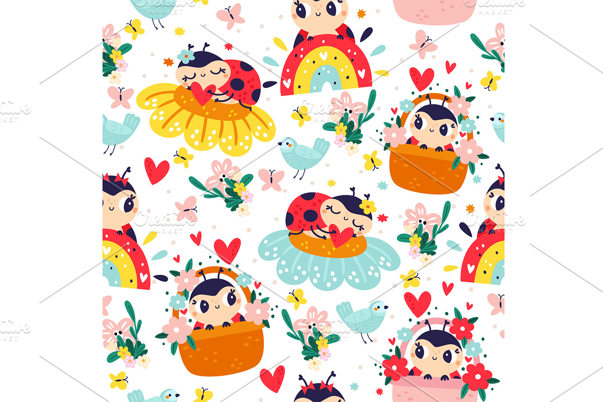 Cute little ladybug bug sitting on, an Animal Illustration by Vectorbuum