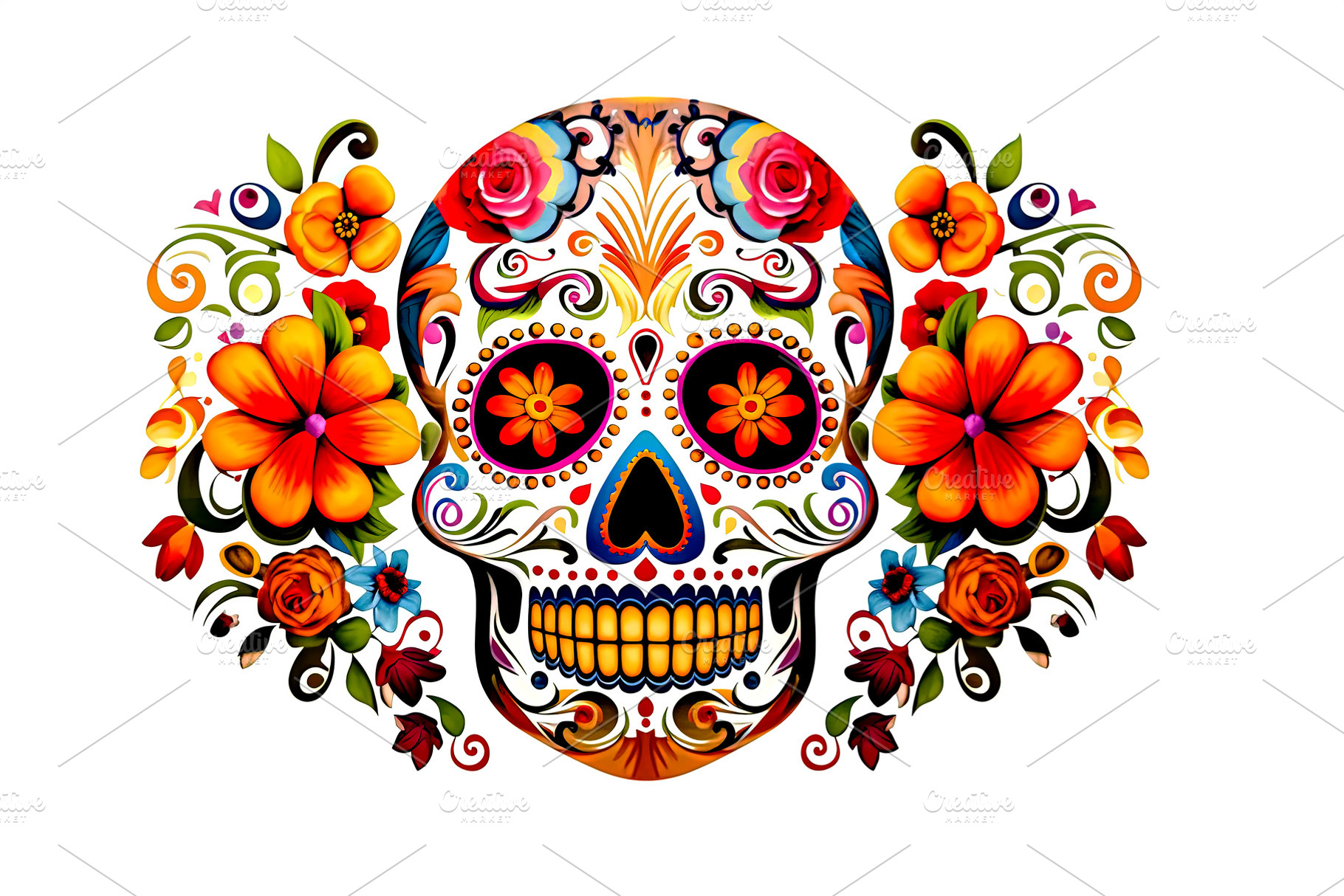 Dia de los Muertos. Mexican sugar skull. Generative Ai, a Photo by Ales Munt