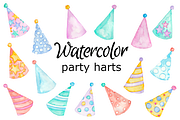 Party hats watercolour clipart, a Background Graphic by GoodFairyClipArt (Thumbnail 1 of 2)