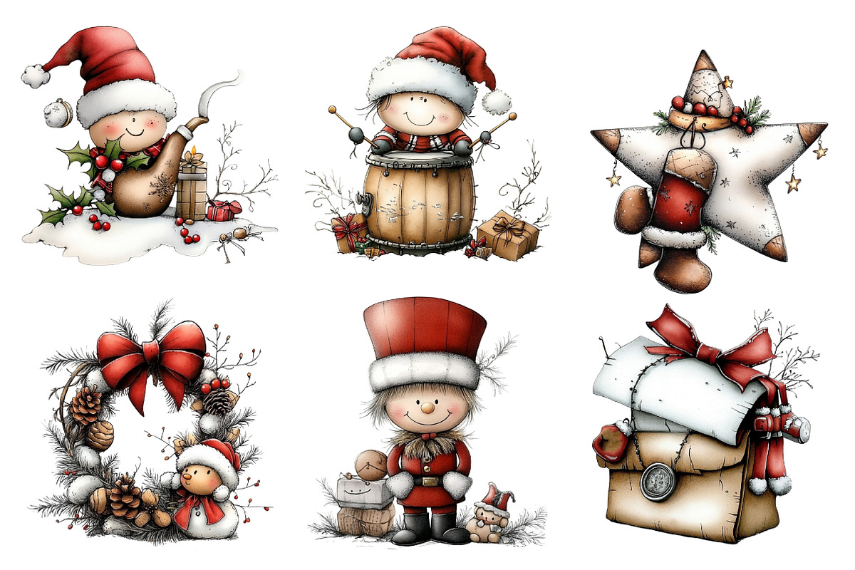Vintage Old Christmas Clipart Bundle, an Illustration by Daily.Designs (Photo 4 of 5)