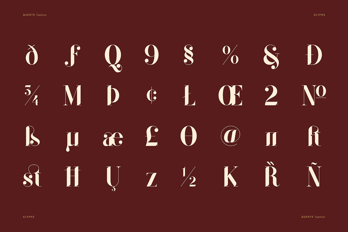 QUENTO | Modern Serif Display Font, a Serif Font by Glyph44 (Photo 12 of 16)