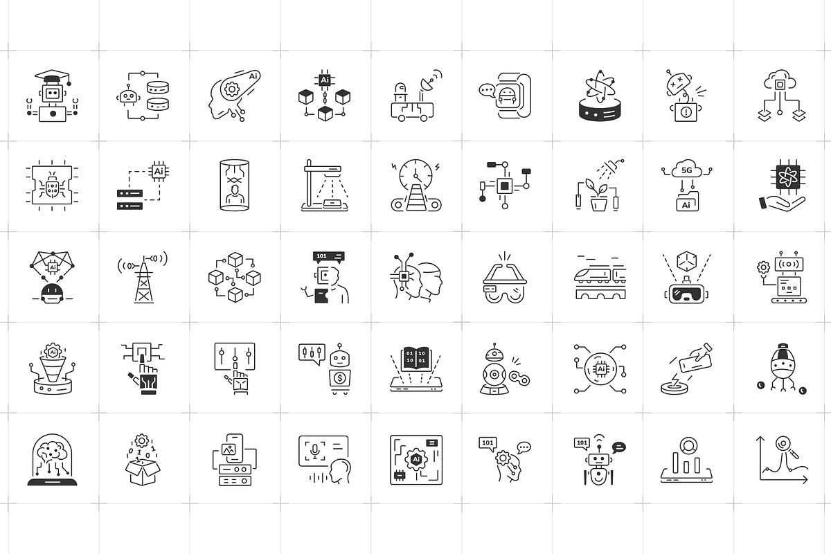 Machine Learning Icon Set, an Outline Icon by Prosymbols (Photo 4 of 7)