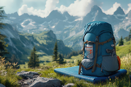 Blue Backpack Mountain Hiking Advent, a Background Photo by Pixeness