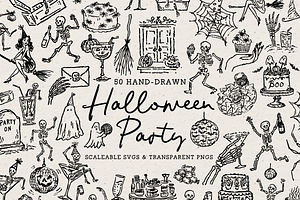 Halloween Party Clipart, Spooky, a Seasonal Illustration by The October Creative