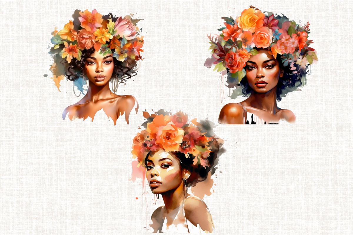 Watercolor Floral Girl Cliparts, a Person Illustration by Mash Mash Stickers (Photo 4 of 9)