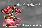 Valentine Cute Reindeer Clipart, a Seasonal Illustration by Craft Nest (Thumbnail 3 of 5)