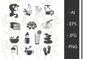 Vector spa icons set, an Outline Icon by RODINA