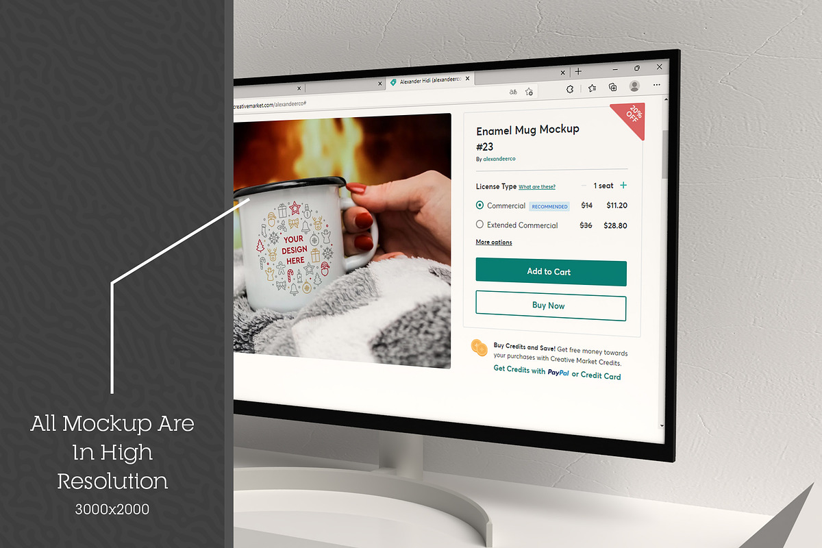 Monitor Display Mock-up #03, a Product Mockup by alexandeerco (Photo 3 of 5)